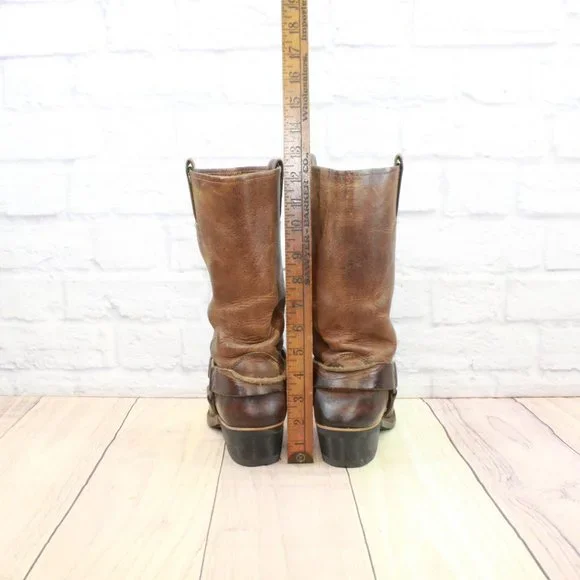 Vintage Frye Brown Leather Mid Calf Harness Western Boots Size 8.5 Medium - Picture 6 of 11